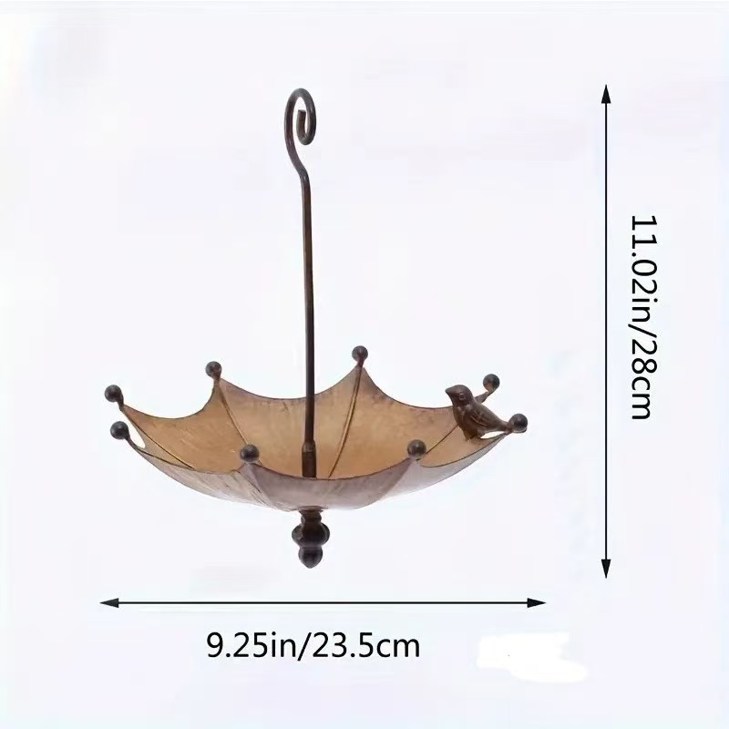 Bird Feeder Tro跨境伞形喂鸟器花园庭院挂件金属工艺品