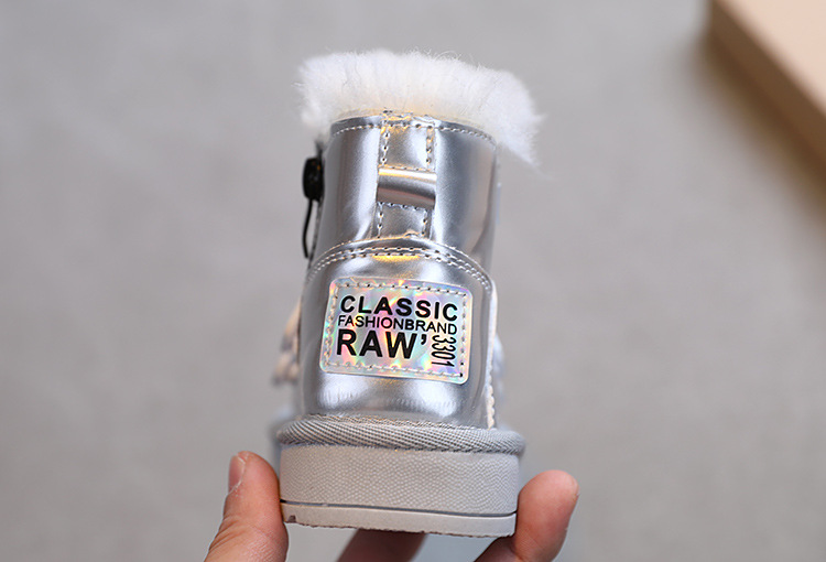 Children's snow boots New fashion girls' boots plus fleece thickened ankle boots waterproof boys' shoes cotton shoes_voghion.com