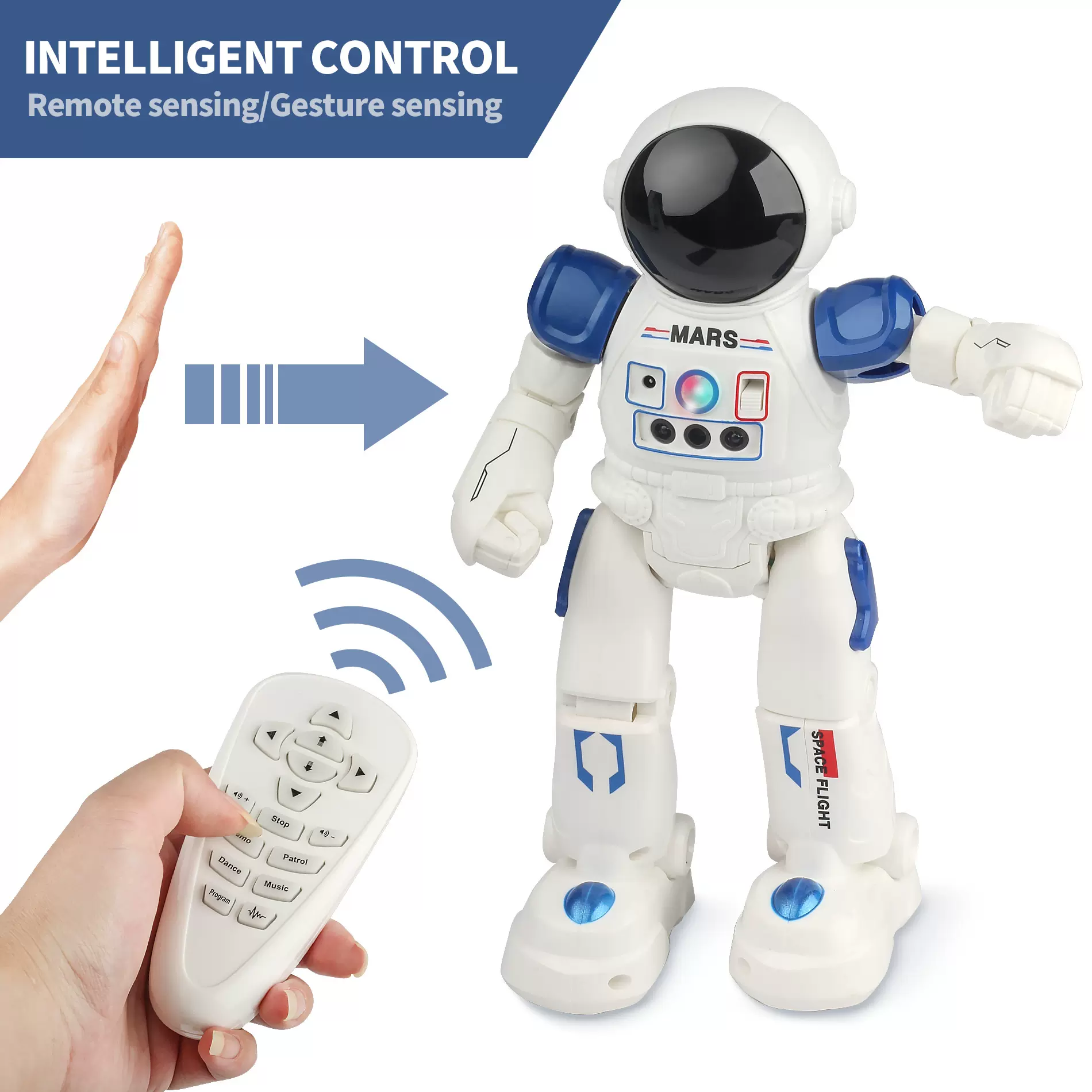 智能宇航员机器人跨境英文遥控编程触摸手势感应太空人玩具批发