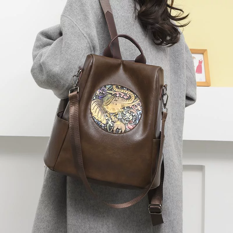 Мягкая кожаная сумка на плечо женщина 2024 новый мода женщина pu Ji слон чувство противоугонный рюкзак для девочек дорожная школьная сумка