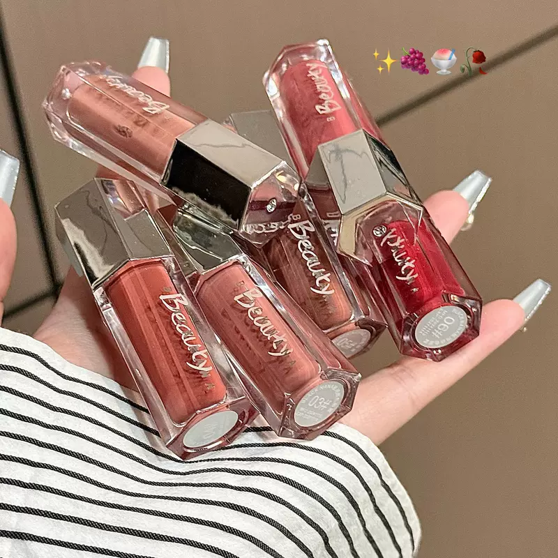 Vitaminised lip gloss, lipstick, face blush, mirror effect