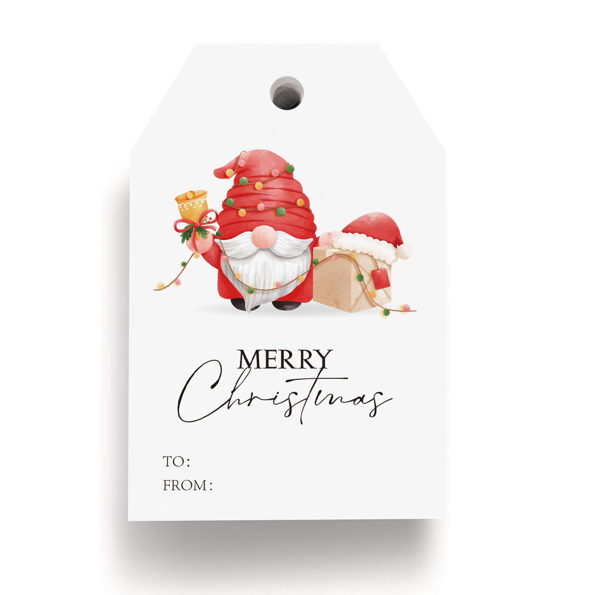 圣诞空白可填款MERRY印刷字体礼品签 精灵灯串装饰卡片派对挂牌