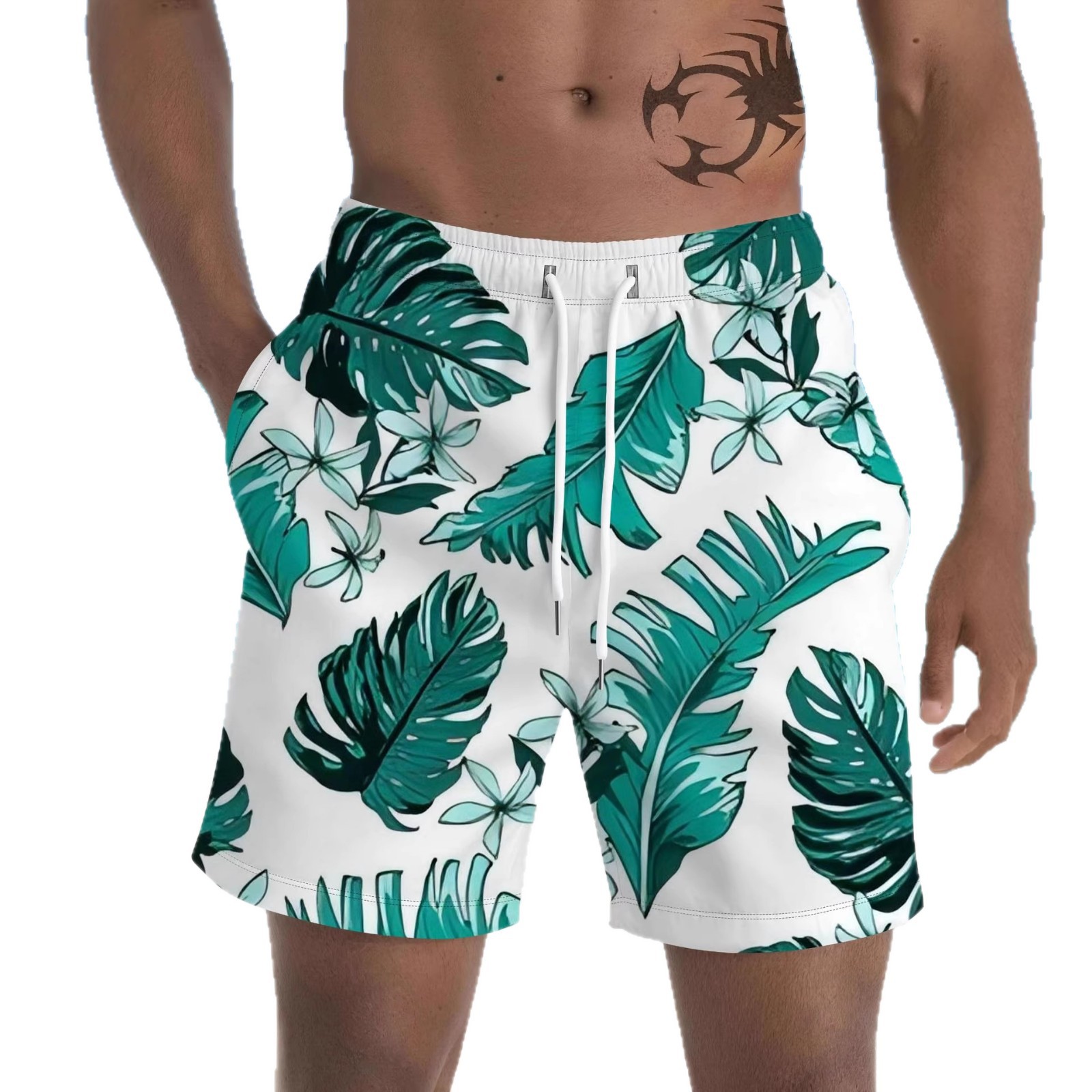 Men's 3D Digital Print Quick-Dry Shorts Tropical Palm Tree Design Summer Beach Swim Trunks_viptrois.com