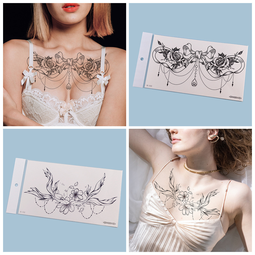 2021 nuevas pegatinas de tatuaje de flor lisa transfronteriza pecho de clavícula cicatriz europea y americana que cubre pegatinas de tatuaje de brazo de flor image 4