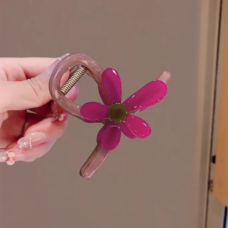 Vintage Quality Acetate Purple Flower Hair Clip Elegant Half-Up Hairpin for Women 2026 New Style Hair Bun Shark Clip Hair Accessory