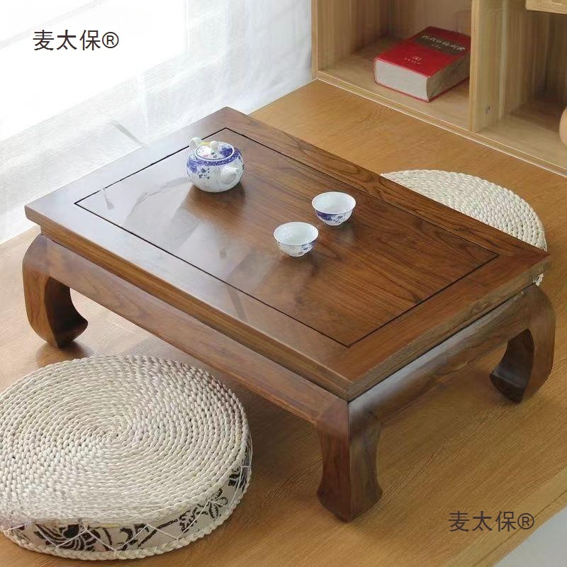 老榆木小炕桌榻榻米禅意简约茶几飘窗实木家用矮茶桌炕桌胡麦太保