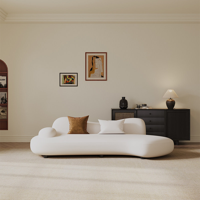 Sofá de sal marina minimalista italiano, sala de estar, sofá de esquina de forma especial, sofá de tela en forma de arco