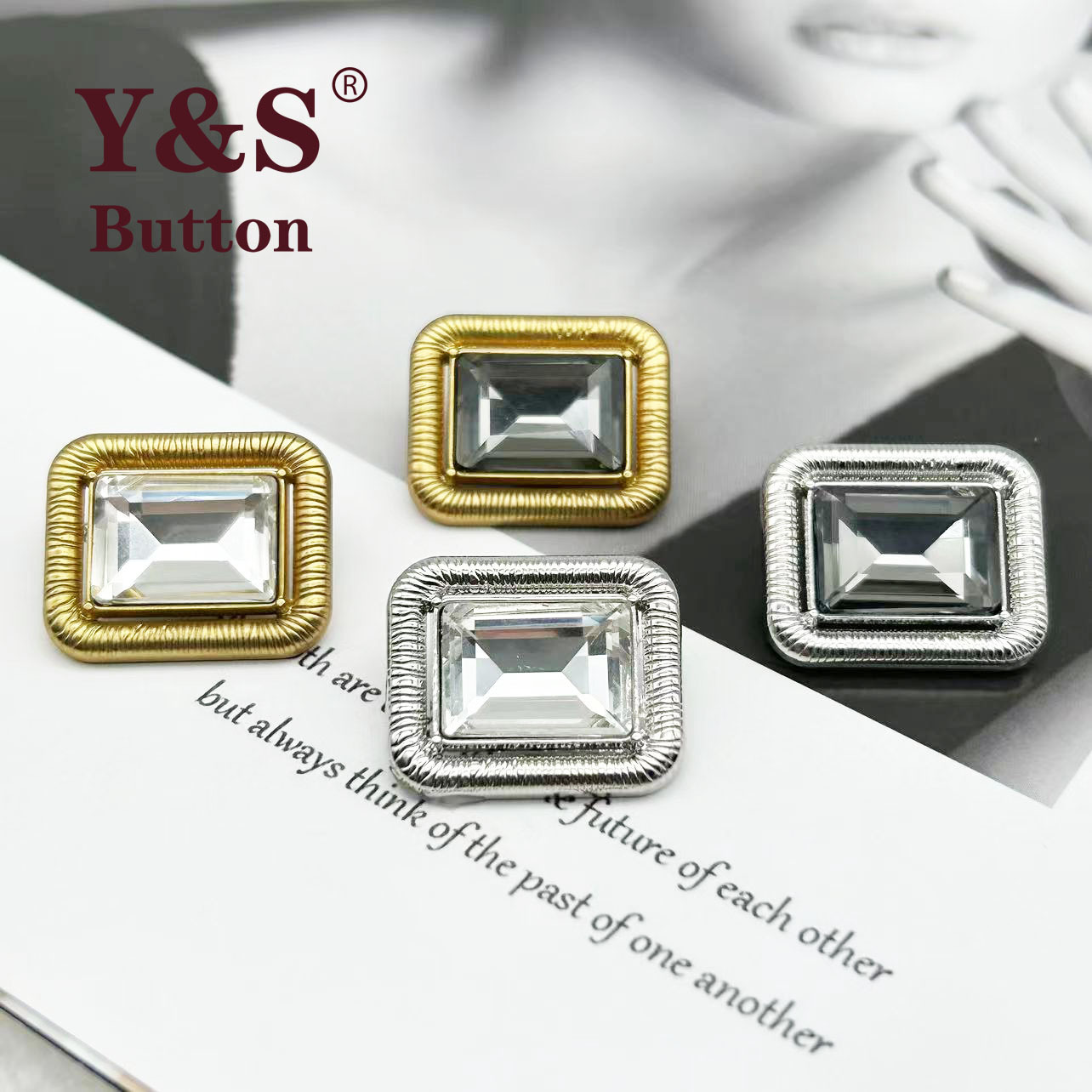 秋冬新款纽扣小香风长方形金属钻扣大衣毛衣针织衫裙子装饰扣