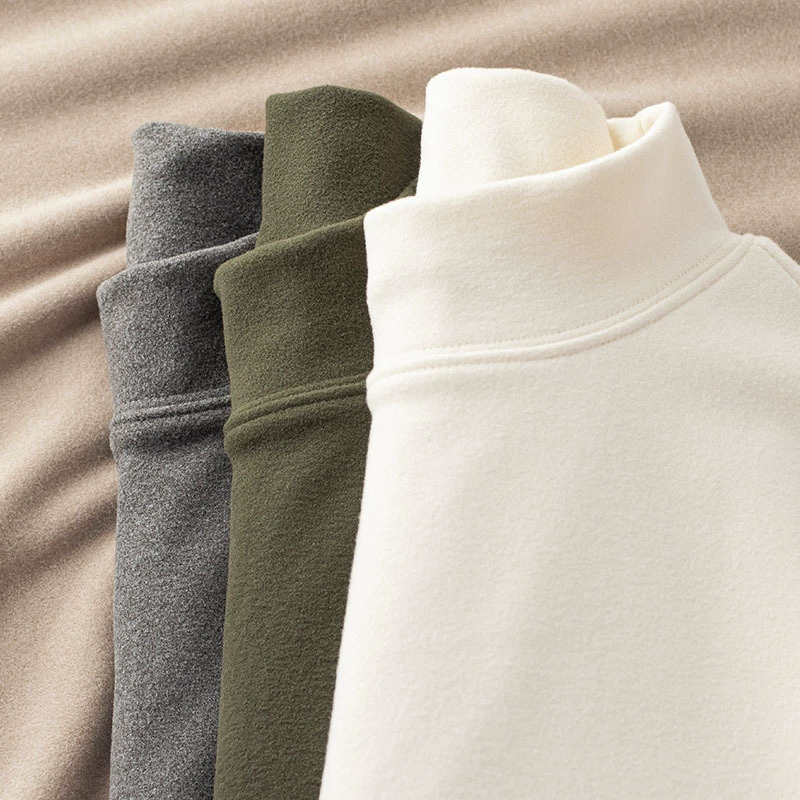 Двусторонняя бархатная нижняя рубашка с высоким воротом, Мужская футболка с длинными рукавами, верхняя одежда, модный бренд для студентов колледжа, мужское нижнее белье, осенняя одежда