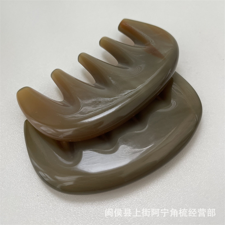Horn Comb Five Teeth Meridian Massage Comb Wuzhi Shu Head Scalp Care Beauty Salon Tool overview