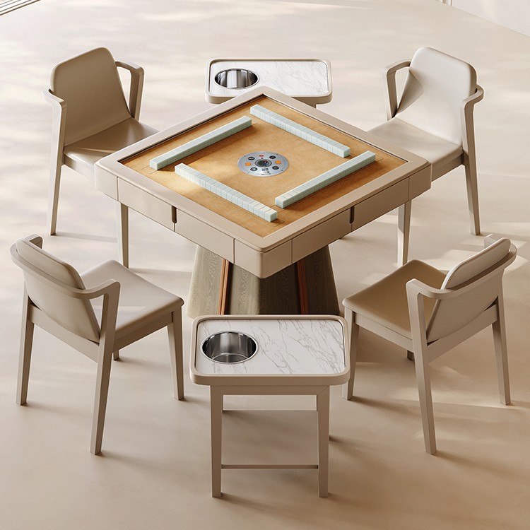 Mesa de comedor de madera maciza mesa de mahjong todo en uno de doble uso, mesa de ajedrez multifuncional para el hogar completamente automática, mesa de comedor combinada de sillas, mesa de comedor