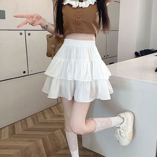 Cake dress for women 2026 spring and summer new high-waist sweet fluffy short skirt, high-waist slimming baby-style double lace dress
