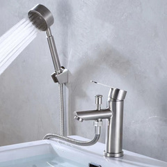 Cross-border 304 stainless steel two-function basin faucet hot and cold lift basin faucet wash face shower triple faucet