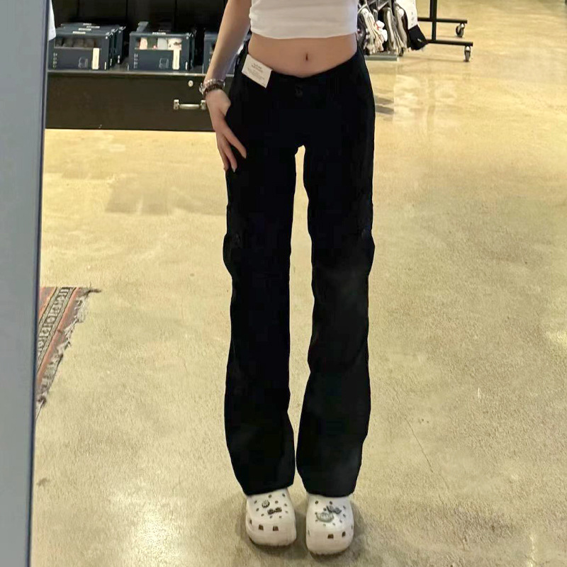 Little Seagull 2024 Autumn New American Vintage Spice Girls Slimming Straight Crowd Pants Casual Handsome Low Waist Trousers