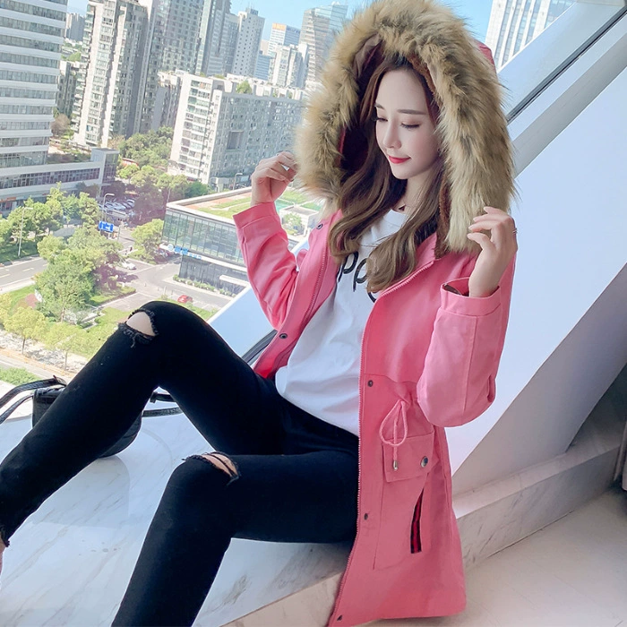 Long winter hoody, brace, down jacket, mid-length, increased thickness