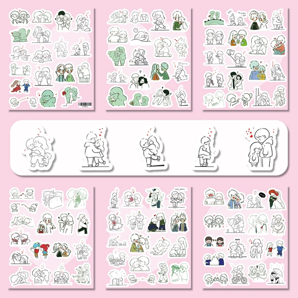 Hand-drawn simple couple's daily routine-106 pictures