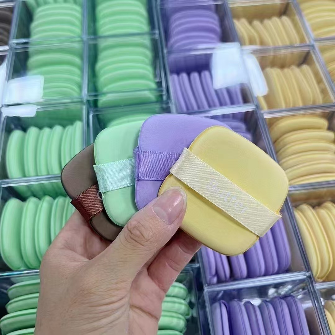 Mantequilla galleta polvo de maquillaje no comer polvo q bala cuadrada esponja de maquillaje cojín de aire concelador no pegado polvo utensilios de maquillaje