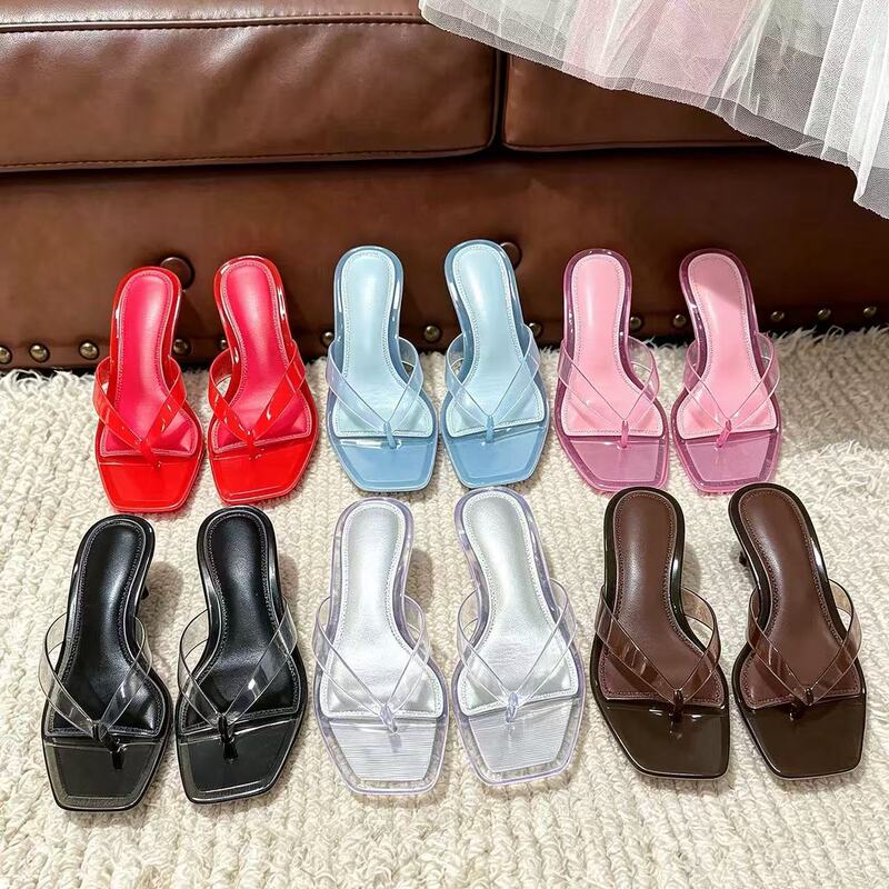Flip-Flops with Square Toe, Kitten Heel High Heels, Outdoor Flip-Flops with Low Heel, Slip-On Sandals, Jelly Shoes Flip-Flops with Square Toe, Kitten Heel High Heels, Outdoor Flip-Flops with Low Heel, Slip-On Sandals, Jelly Shoes