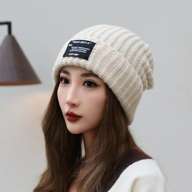 Autumn and Winter Warm Letter Versatile Knitted Ear Protection, Personalized Trendy Cold Hat, Unisex Stacking Hat_voghion.com