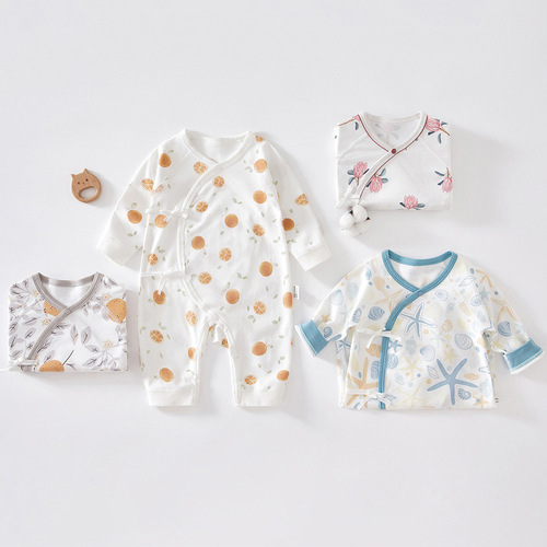 Baby jumpsuit spring and autumn seasons newborn baby clothes pure cotton newborn baby monk clothes men and women pajamas summer clothes