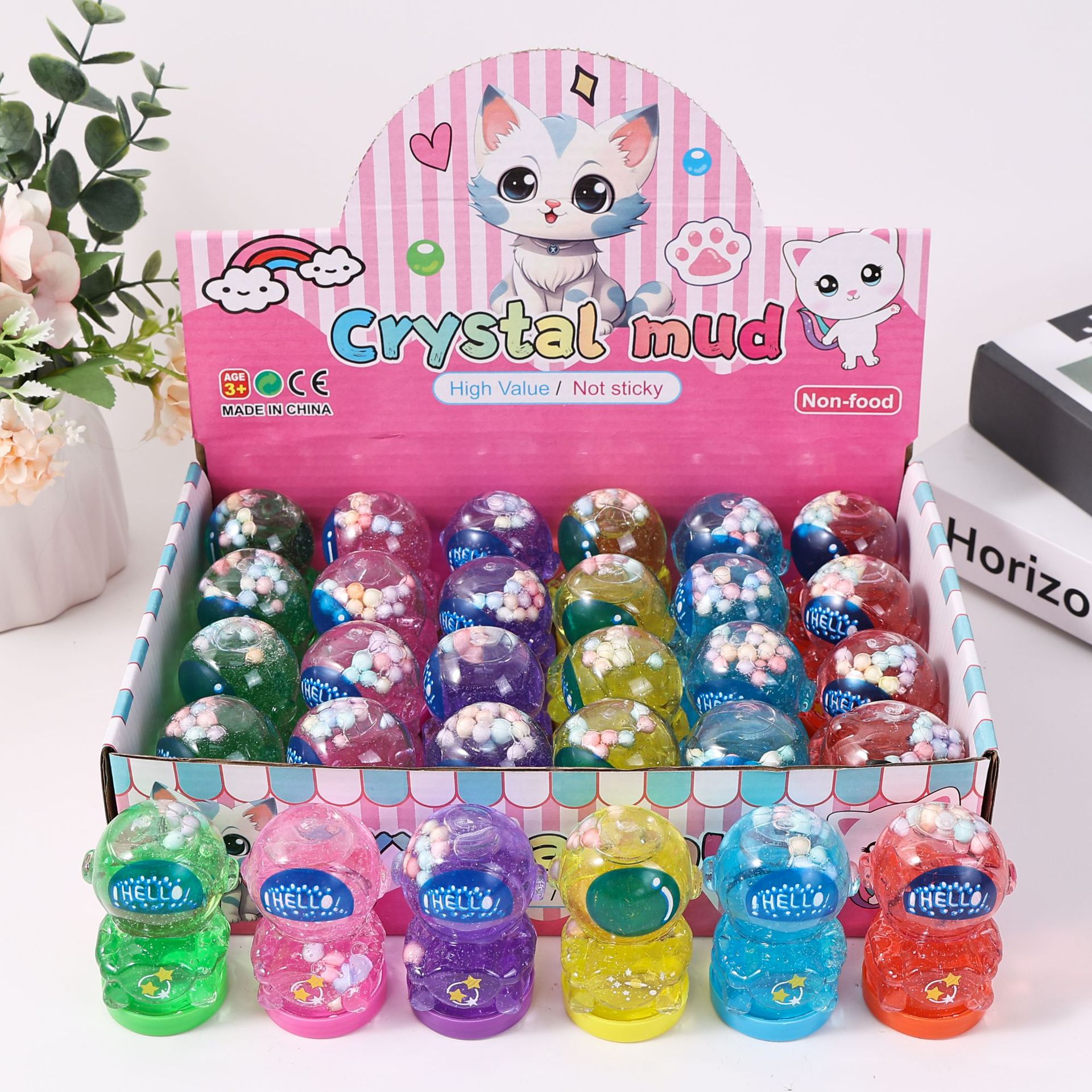 24 piezas de pegamento espumoso de cristal, pegamento M seguro, no tóxico, no pegajoso, juguete educativo, arcilla DIY.