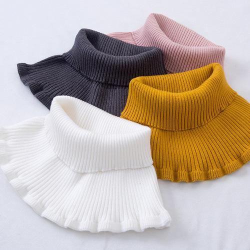 Cashmere neck wrap for men and women, elastic cervical vertebrae, wool thread knitted scarf, high collar, fake collar, neck protection, headband scarf
