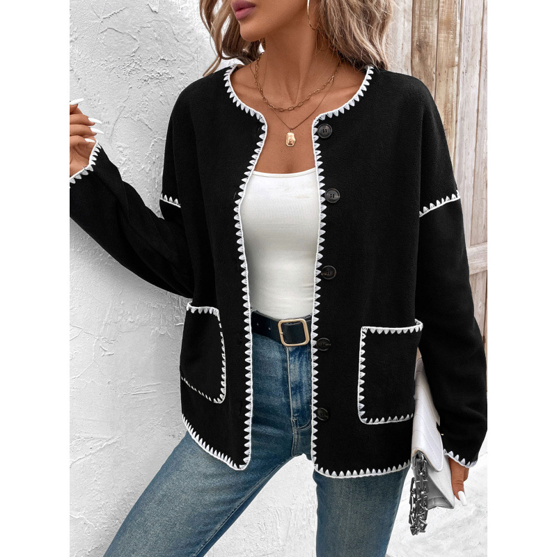 Wholesale Autumn/Winter Bestsellers: Loose-Fitting White Fleece Jackets With Decorative Edges For Commuting And Casual W_ecoleips.com