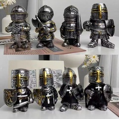 越境小人騎士樹脂工芸品ヨーロッパ風彫刻置物中世戦争斧守衛装飾置物