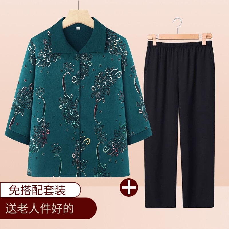 Middle-Aged and Elderly Women's Clothing, Grandma's Summer Shirt, Mom's Summer Outfit, Loose Breathable Slimming Top, Wife's Clothing, Elderly Clothing Middle-Aged and Elderly Women's Clothing, Grandma's Summer Shirt, Mom's Summer Outfit, Loose Breathable Slimming Top, Wife's Clothing, Elderly Clothing