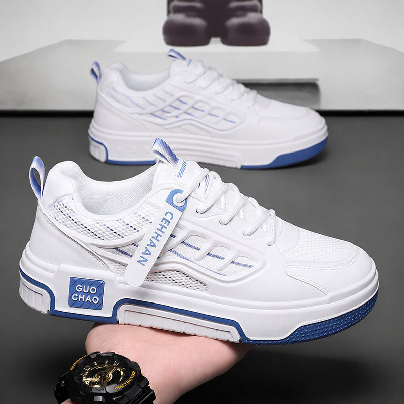Men's new summer breathable mesh leather shoes, white shoes, trendy versatile thick-soled sneakers, casual dad shoes Men's new summer breathable mesh leather shoes, white shoes, trendy versatile thick-soled sneakers, casual dad shoes