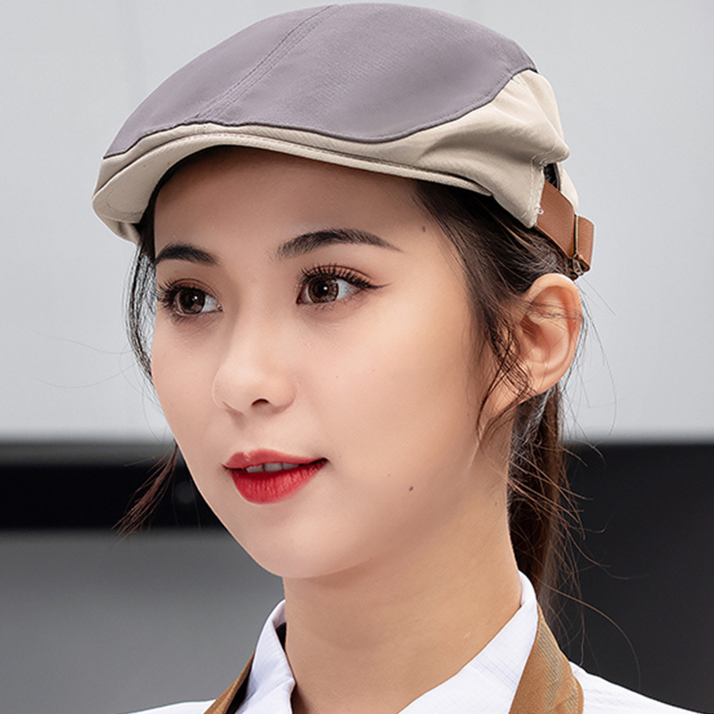 Nueva boina de vaqueros sombrero de cocinero camarero sombrero de trabajo sombrero de frente sombrero de boina de restauración mujer bordado personalizado