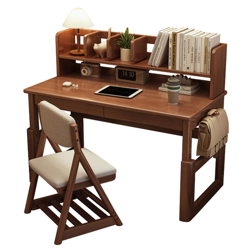 Solid wood desk, adjustable height children's study table, simple office desk, small-sized home desk for bedroom, student writing table