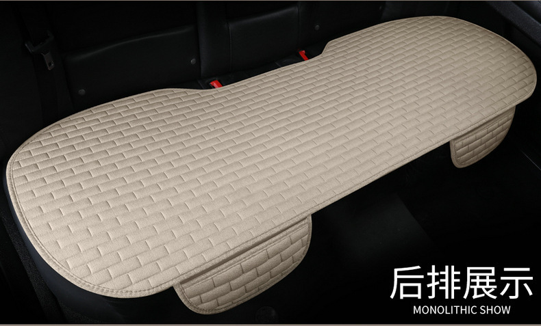 Linen Plaid Car Seat Cushion Set Universal Single Pad