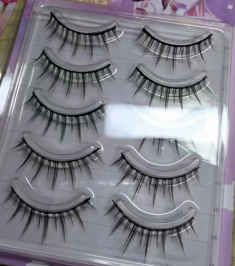 Suministro directo de fábrica transfronteriza natural larga Cruz gruesa japonés 3D afilado tallo transparente Luna doblar pestañas postizas