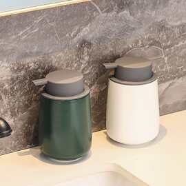 现代简约分装空瓶 家用洗发水按压分装瓶 陶瓷大头色釉乳液瓶