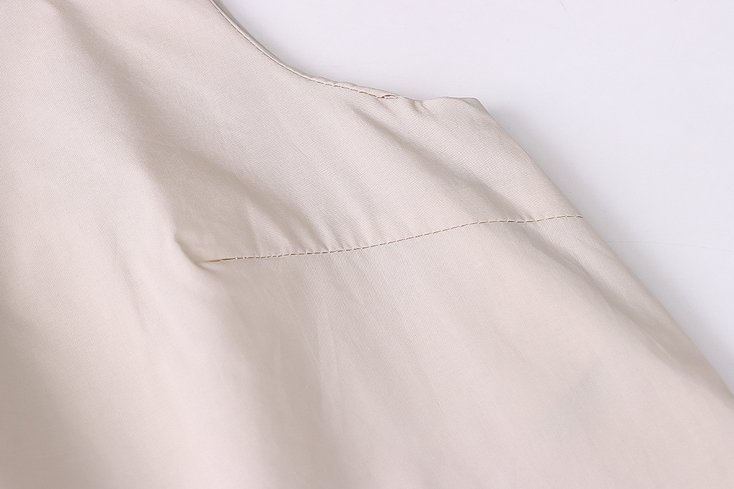 French Simplicity Elegant Pure Cotton Washed Thin round Neck Vest Umbrella Skirt Two Piece Suit