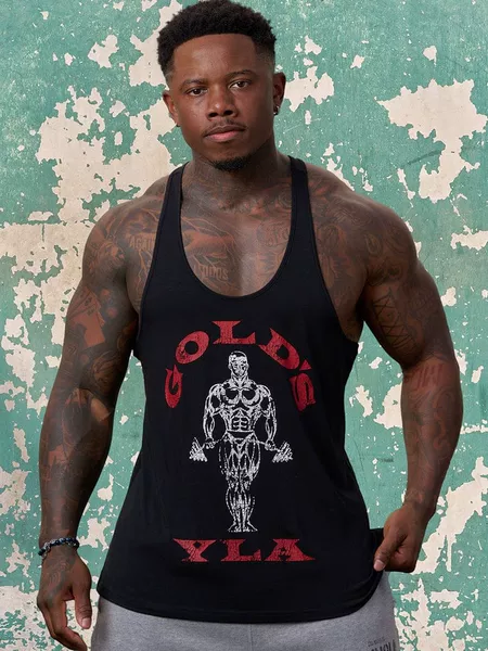 Youngla Co-Branded Gold's New Summer Men's Vest Jogger Sports Fitness Cotton Slim Vest