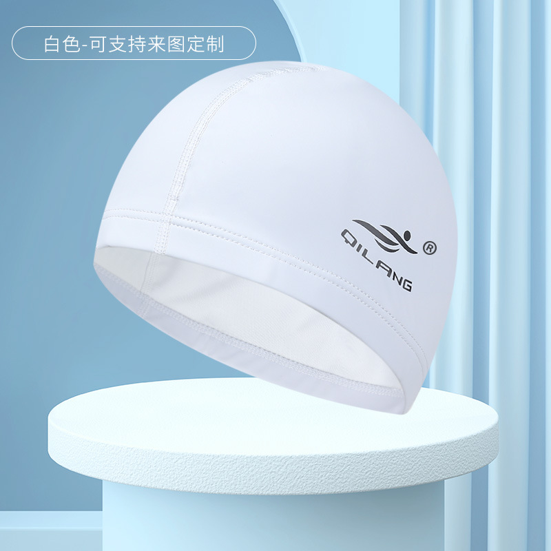 Gorro de natación impermeable adulto PU recubrimiento unisex cuidado del cabello protección del oído no-Apretar la cabeza gorra de natación al por mayor logotipo impreso