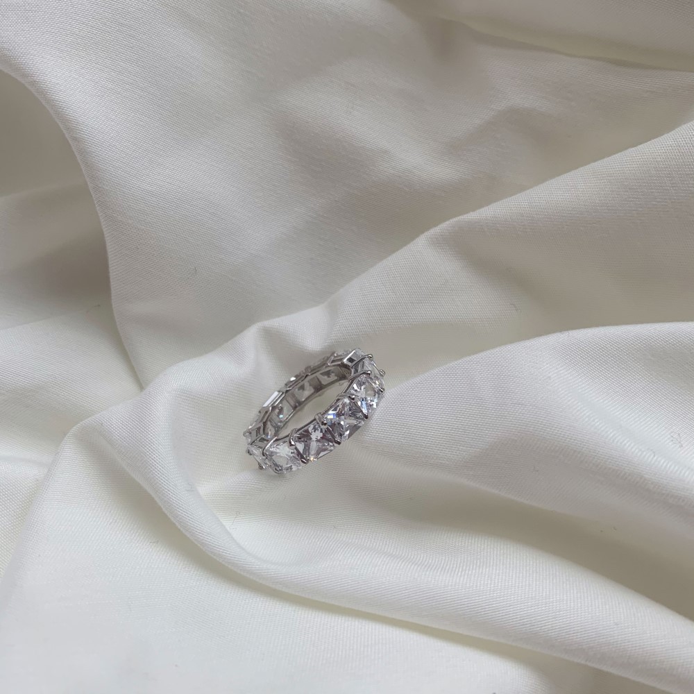 Fashion Geometric Sterling Silver Inlay Zircon Rings 1 Piece