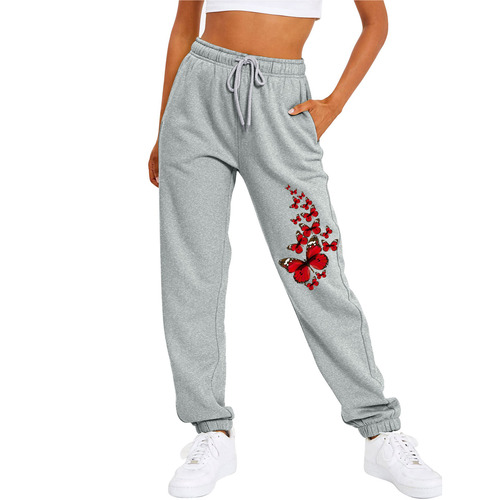 Cross-border Foreign Trade: AliExpress, Amazon, and Wish — Women's Autumn Fleece-Lined Base Layer High-Waisted Casual Pants with Drawstring