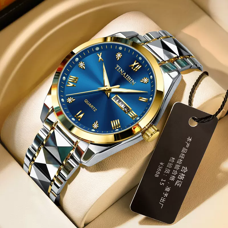 瑞士品牌新款男士手表奢华防水夜光石英腕表直播外贸爆款一件代发