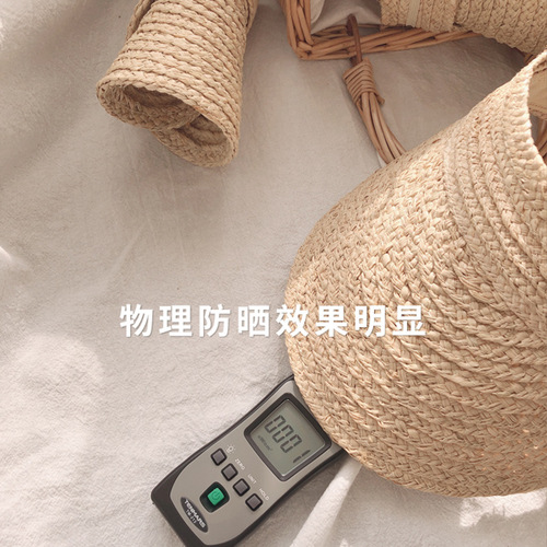 Foldable brimless hat for women, summer raffia hat, beach woven sun protection hat, brimless sunshade hat wholesale