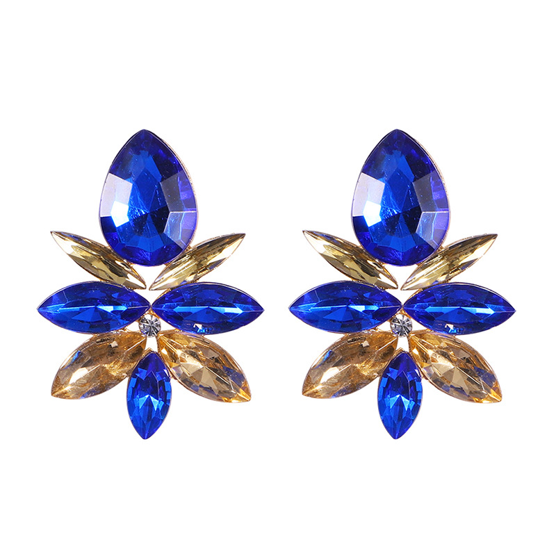 Creative Alloy Colored Diamond Flower Earrings display picture 5