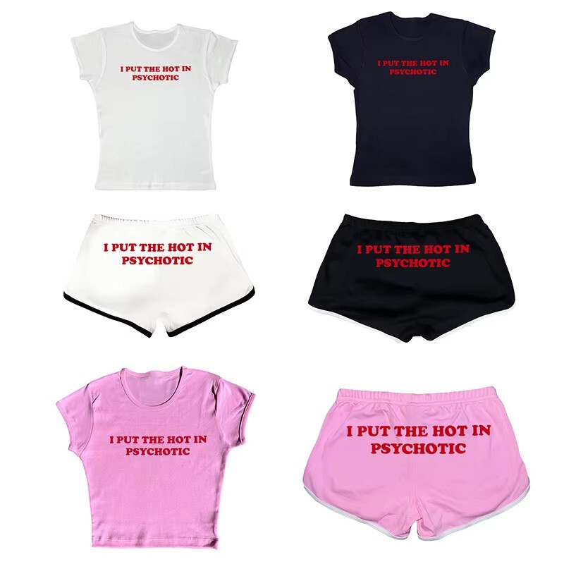 Foreign Trade Wholesale European and American Cute Pink Short Tops Cross-Border New Women's Summer Casual Slim Street T-Shirts