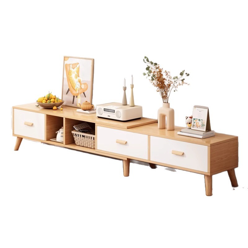 Gabinete de televisión telescópico tipo pequeño piso moderno simple sala de estar simple estilo de tronco simple gabinete de televisión mesa de té combinación