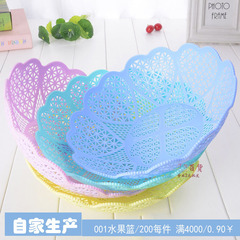Factory Direct Supply Pastel Color Plastic Lace Fruit Basket Home Use Sparkling Fruit Basket Wholesale Source From 2 Yuan Store