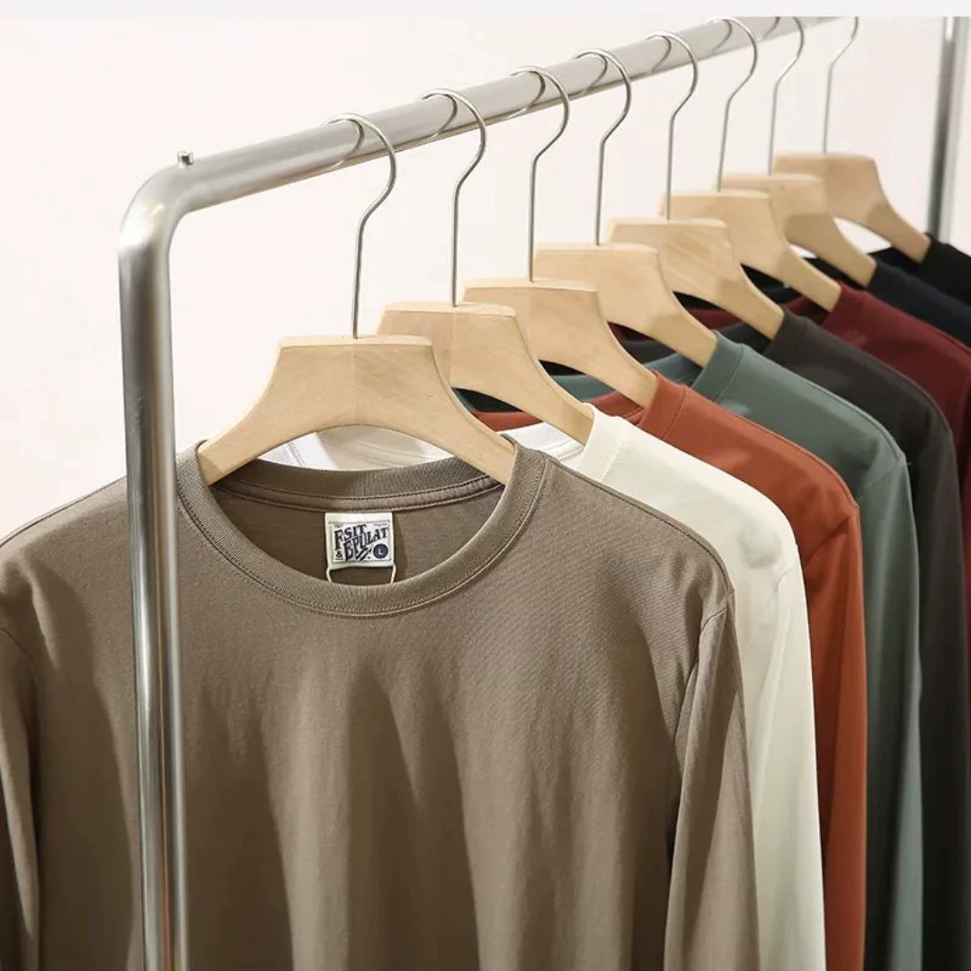 Japanese retro spring long-sleeve with a round collar