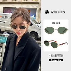 WK2501 プレート サングラス オーバル レトロ ゴールド サングラス レディース トレンディ クール イン夏日焼け止め UV 保護