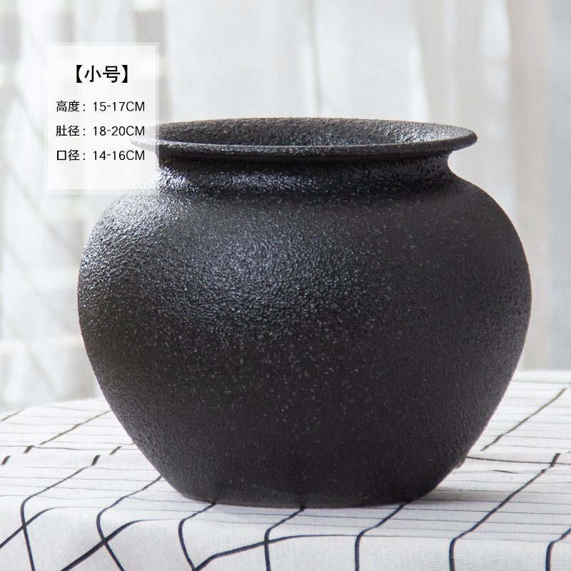 Jingdezhen negro esmaltado enchufado flor seca moderna simple Zen retro nuevo estilo chino en la sala de estar gran jarrón de cerámica
