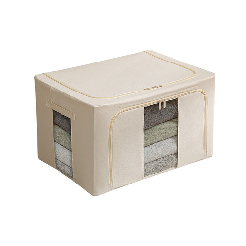 Anqin cotton and linen Baina box fabric foldable off-white bedroom clothes storage box large moving clothes storage box